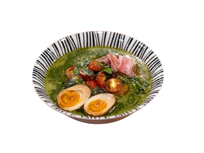 tomato basil ramen with egg